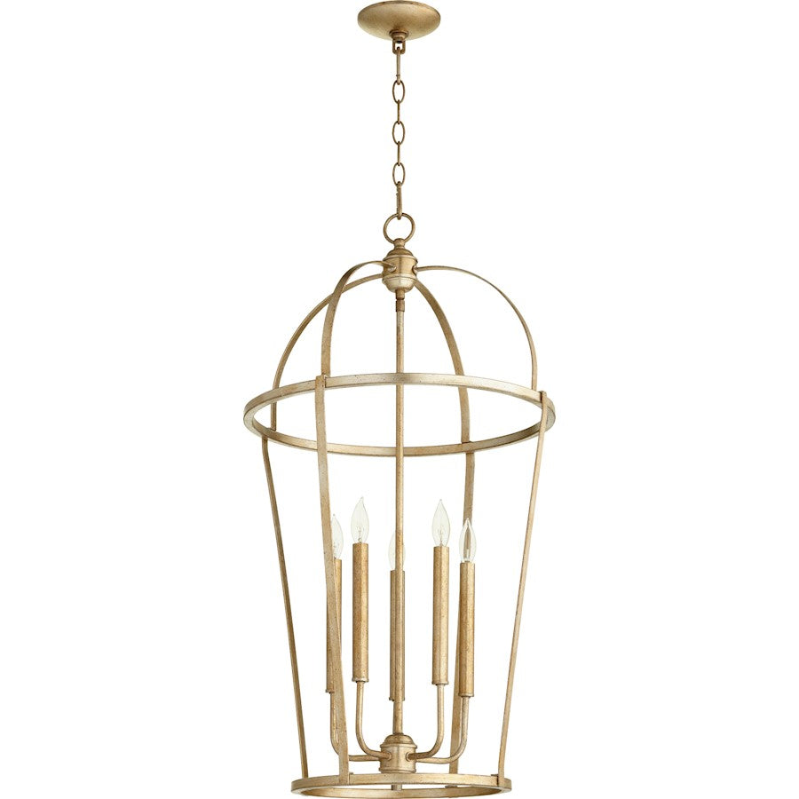 Quorum 5 Light 18" Entry, Aged Silver Leaf
