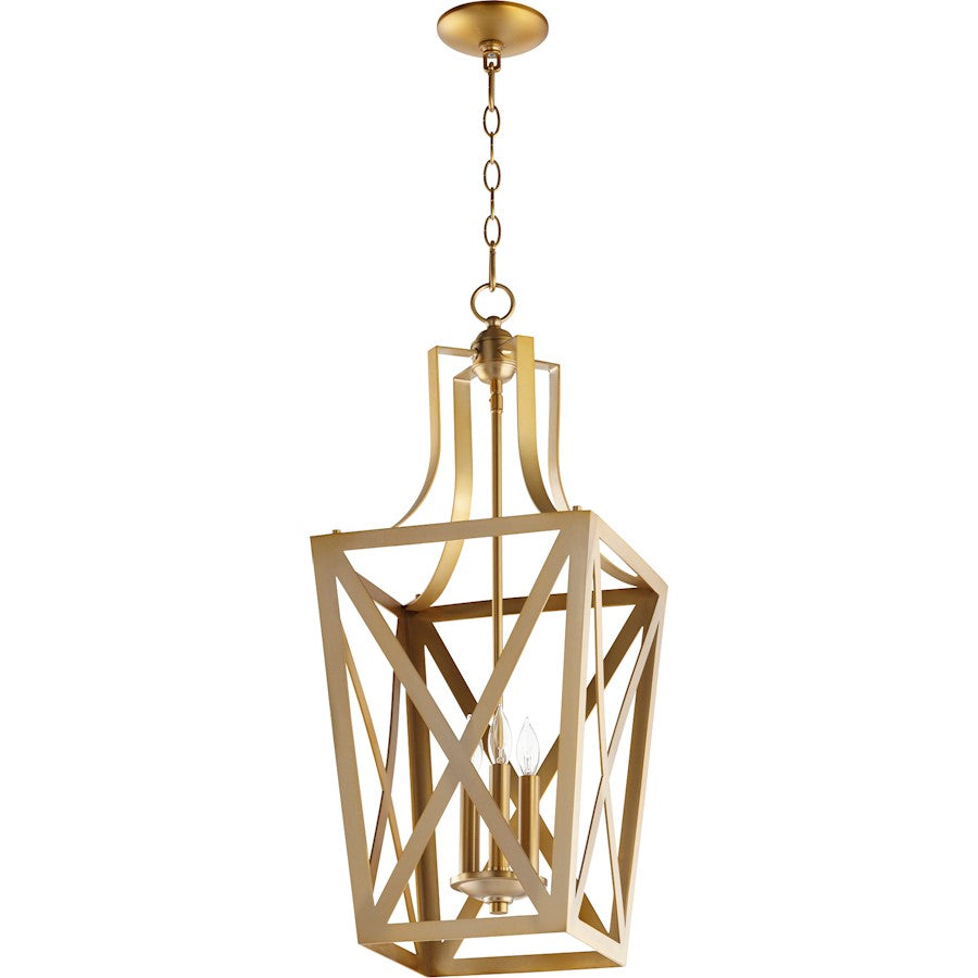Quorum 3 Light 12" Entry, Aged Brass