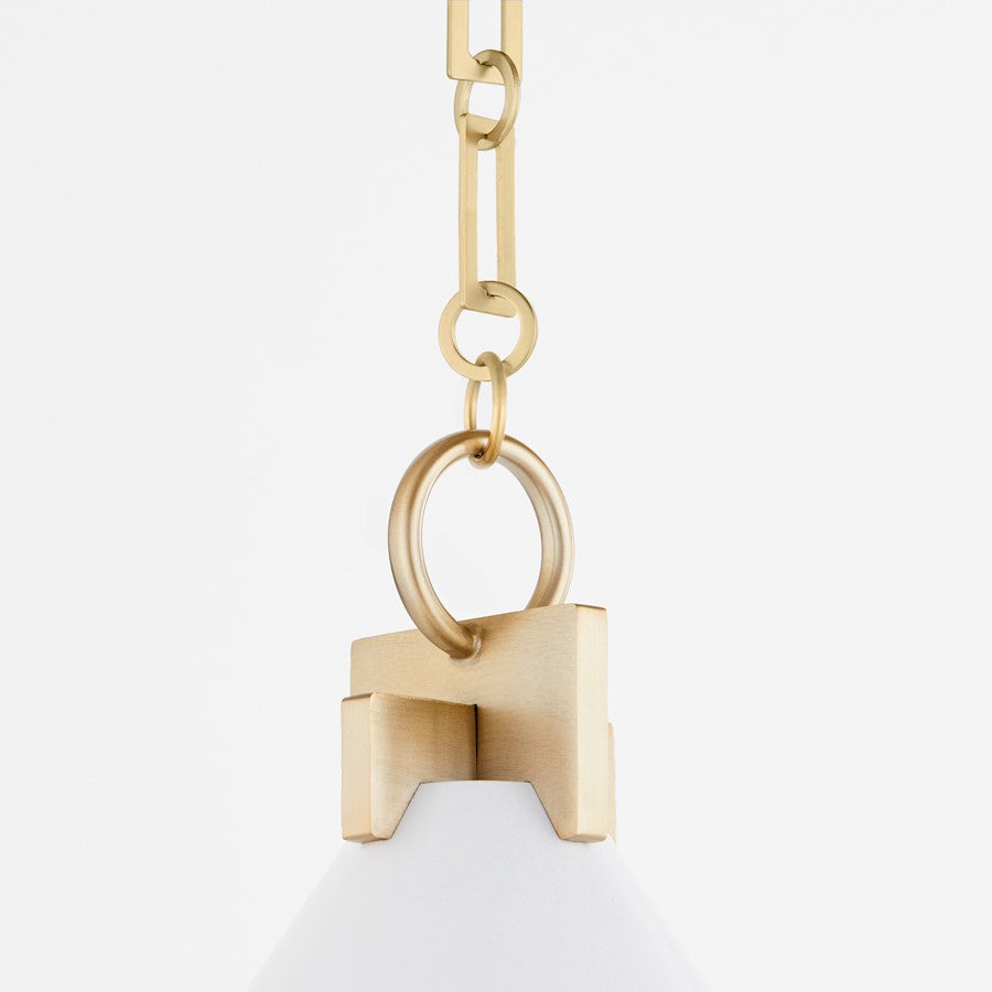 16" Pendant, White/Brass