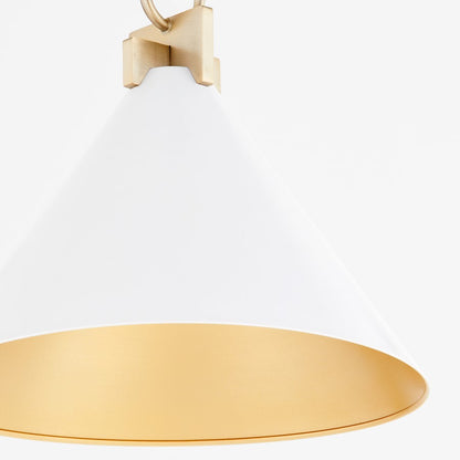 16" Pendant, White/Brass