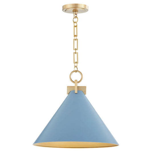 Quorum Jackson 16" Pendant, Blue/Aged Brass - 68-16-1280