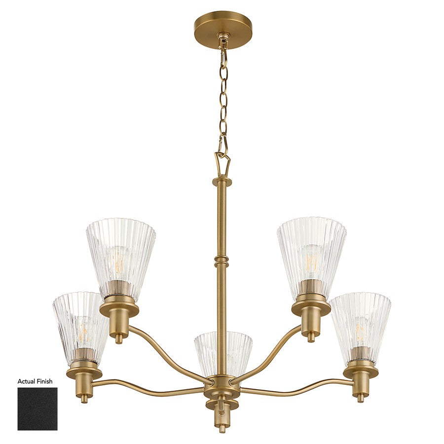 Quorum Lawton 5 Light Chandelier, Matte Black/Clear - 6803-5-59