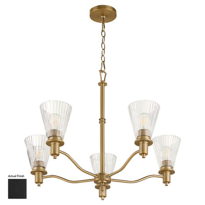 Quorum Lawton 5 Light Chandelier, Matte Black/Clear - 6803-5-59