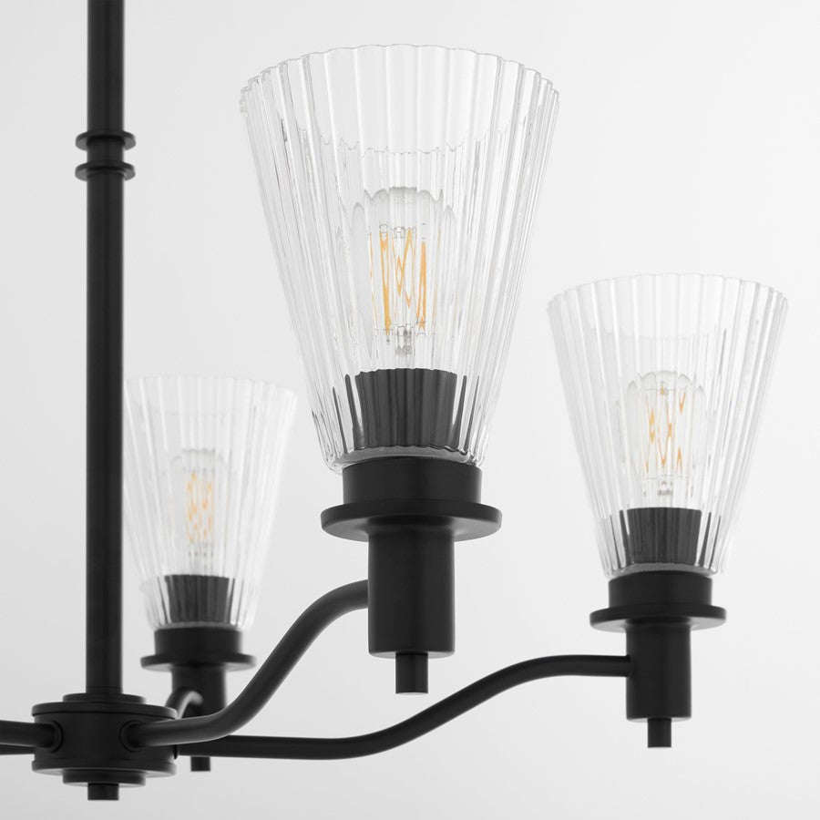 Quorum Lawton 5 Light Chandelier, Matte Black/Clear