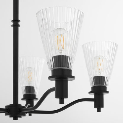 Quorum Lawton 5 Light Chandelier, Matte Black/Clear