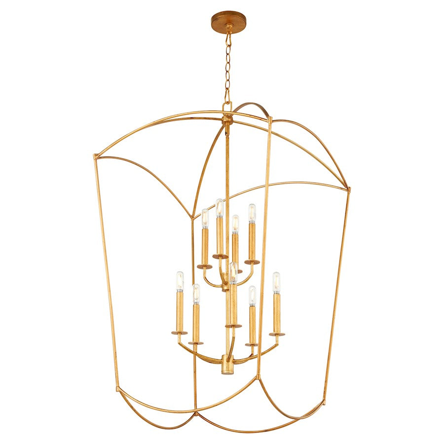 9 Light Entry Light, Gold Leaf