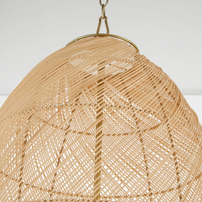5 Light Rattan Pendant, Aged Brass