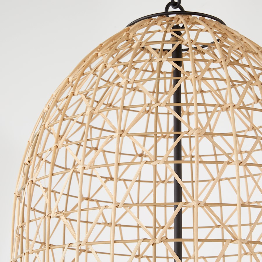 3 Light Rattan Pendant, Matte Black