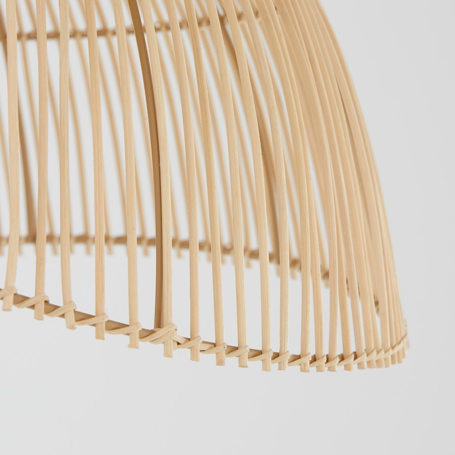 3 Light Rattan Pendant, Matte Black