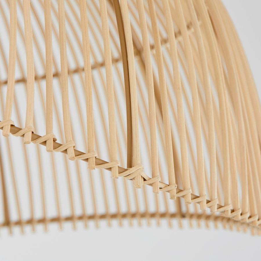 3 Light Rattan Pendant, Matte Black