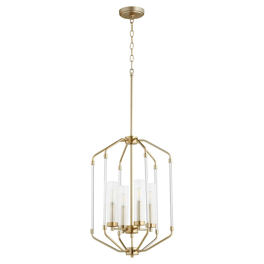 Quorum Citadel 4 Light Entry, Aged Brass/Clear