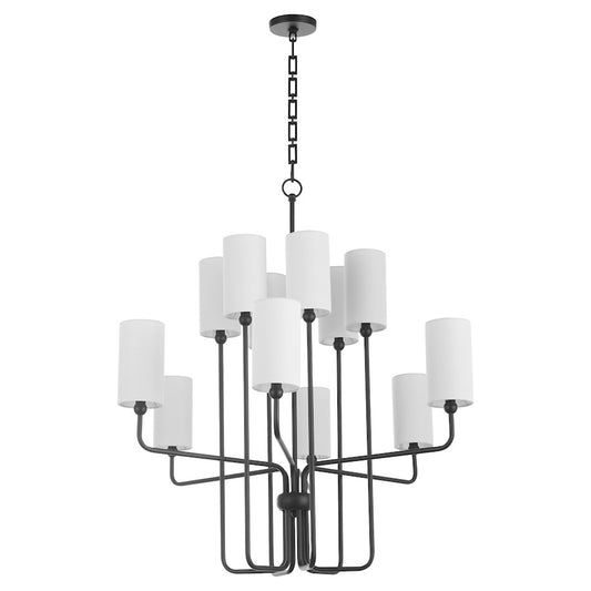 Quorum Charlotte 12Lt Chandelier, Matte Black/White - 698-12-59