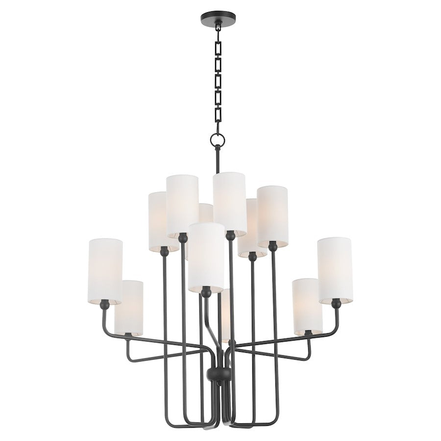 12 Light Chandelier, Matte Black