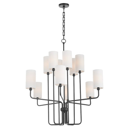 12 Light Chandelier, Matte Black