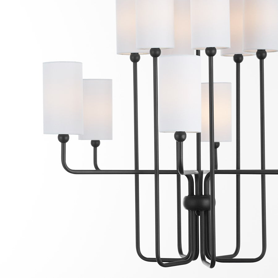 12 Light Chandelier, Matte Black