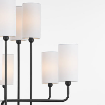 12 Light Chandelier, Matte Black