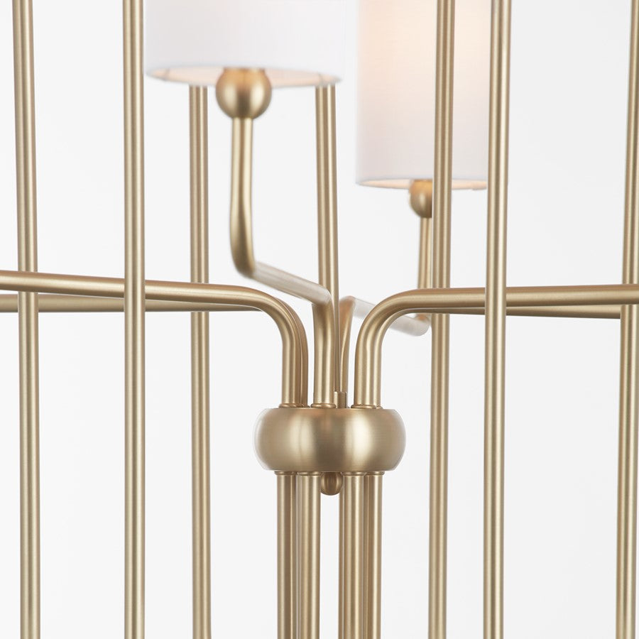 12 Light Chandelier, Aged Brass
