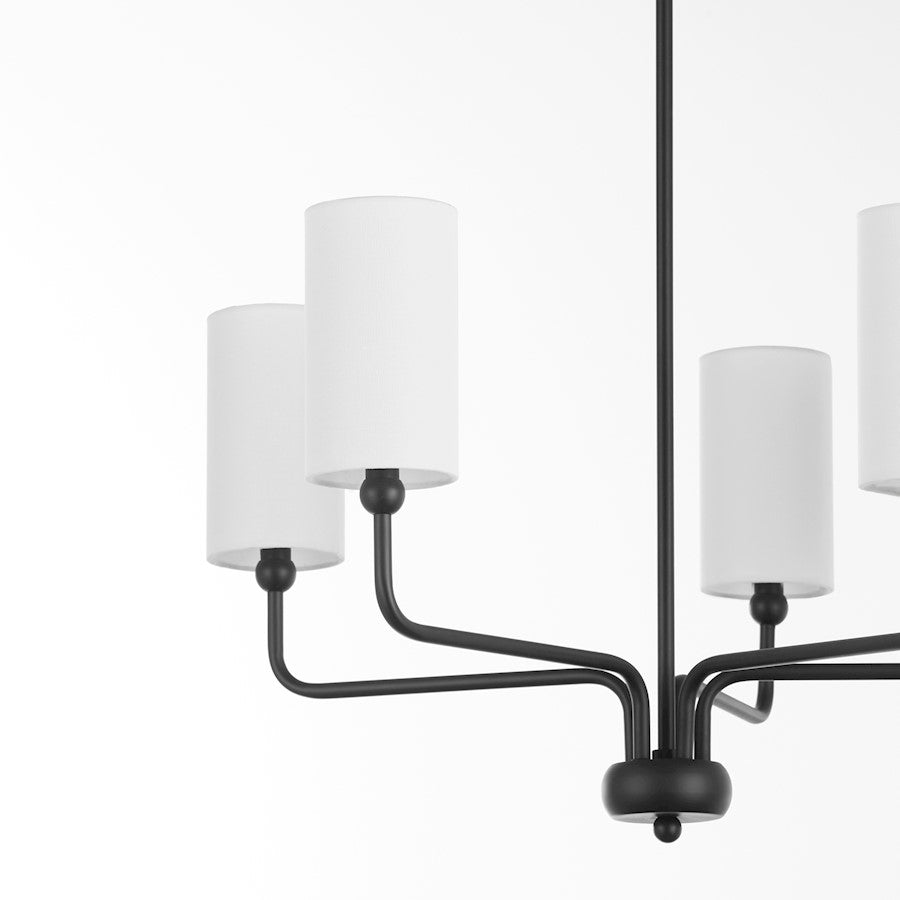 5 Light Chandelier, Matte Black