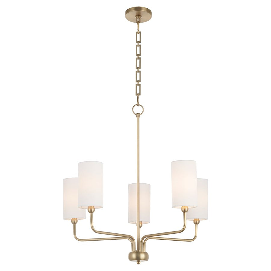 5 Light Chandelier, Aged Brass