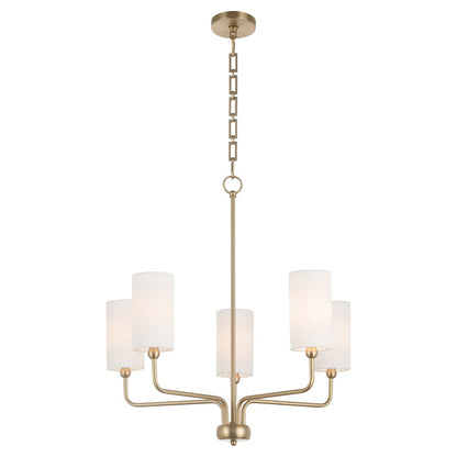 5 Light Chandelier, Aged Brass