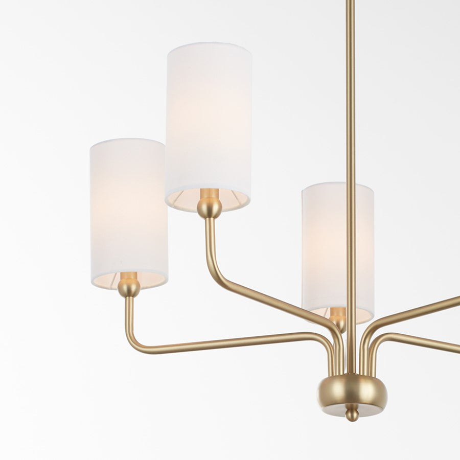 5 Light Chandelier, Aged Brass