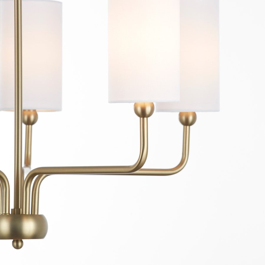 5 Light Chandelier, Aged Brass