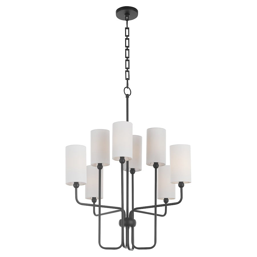 8 Light Chandelier, Matte Black
