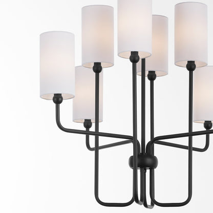 8 Light Chandelier, Matte Black
