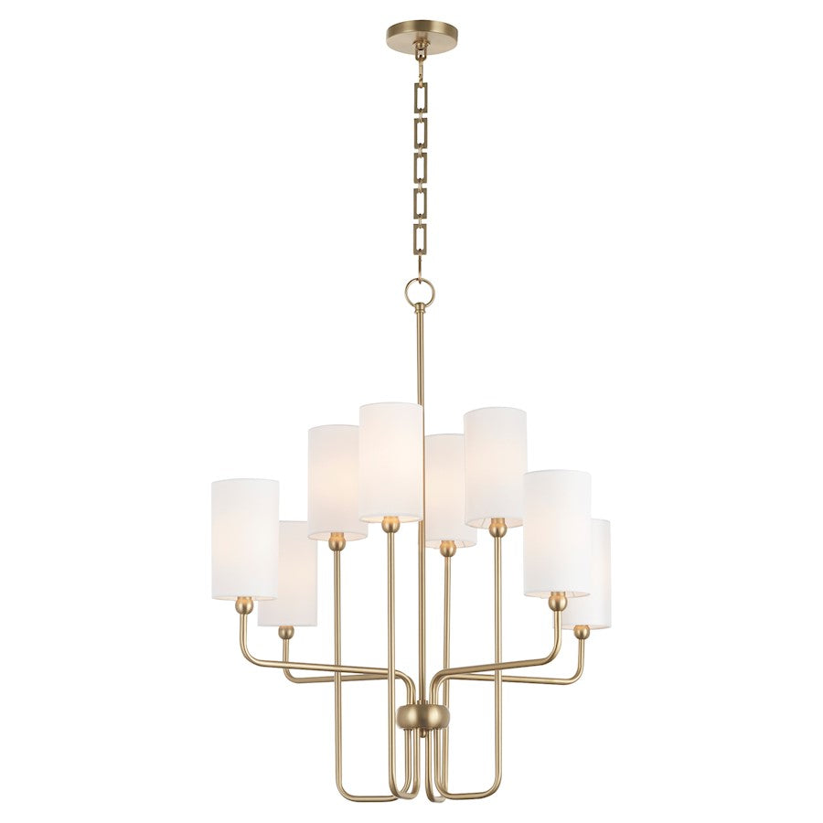 8 Light Chandelier, Aged Brass
