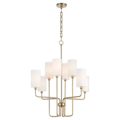 8 Light Chandelier, Aged Brass