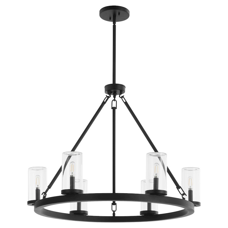 Quorum Gentry 6Lt Wet Chandelier, Matte Black/Clear - 70-6-59