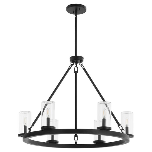 Quorum Gentry 6Lt Wet Chandelier, Matte Black/Clear - 70-6-59