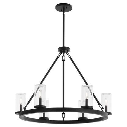 6 Light Wet Chandelier, Matte Black
