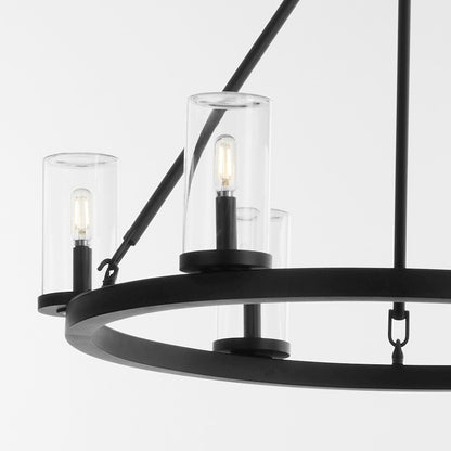 6 Light Wet Chandelier, Matte Black