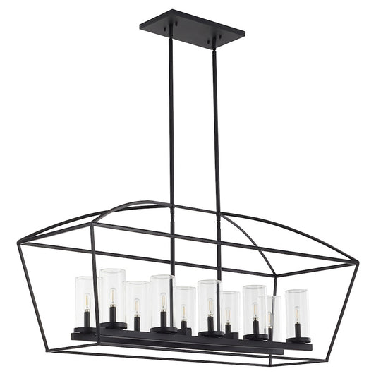 Quorum Odeon 10Lt Wet Linear Chandelier, Matte Black/Clear - 71-10-59