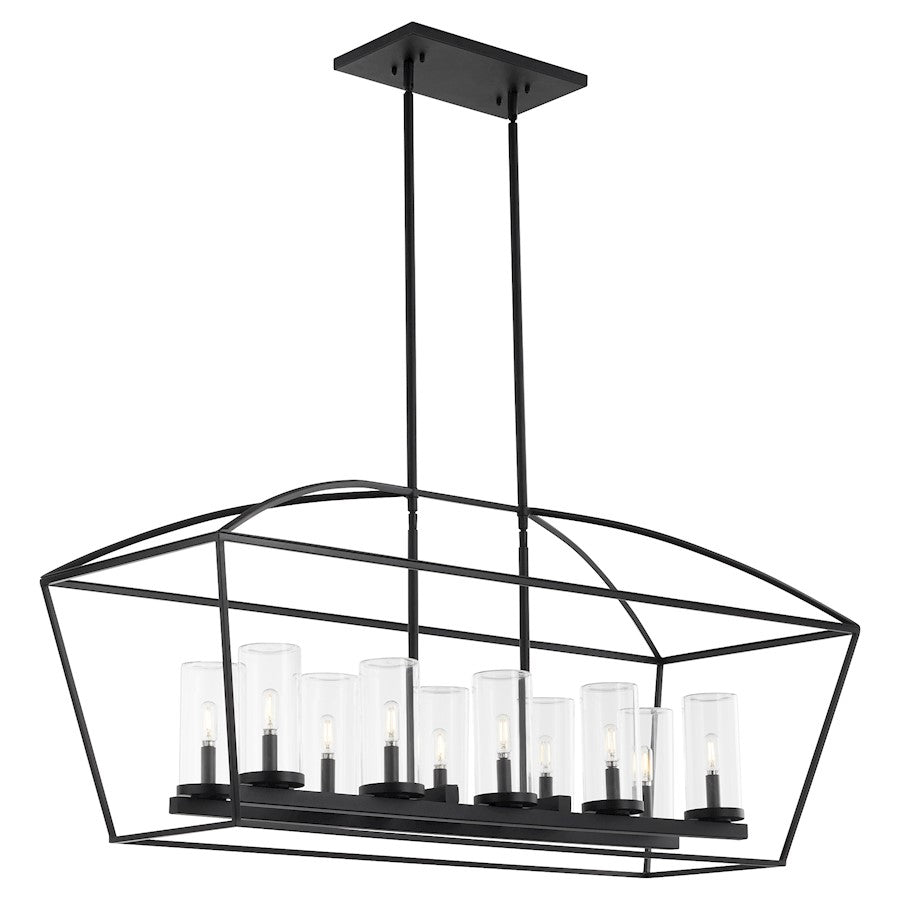 10 Light Wet Linear Chandelier, Matte Black