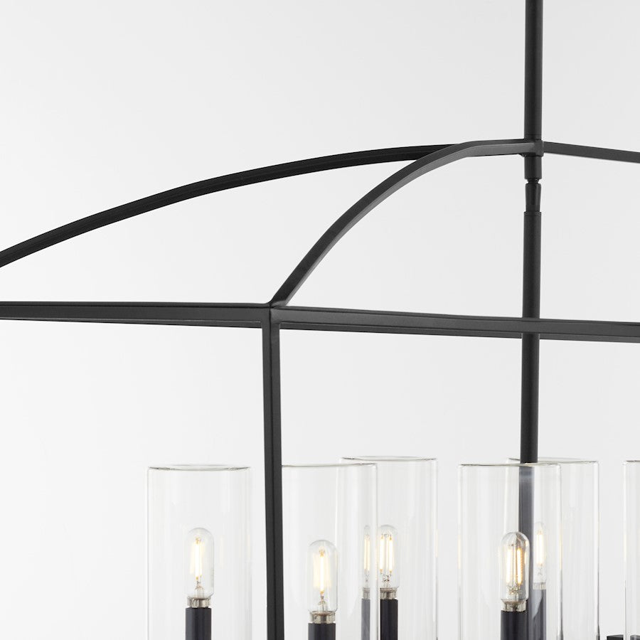 10 Light Wet Linear Chandelier, Matte Black