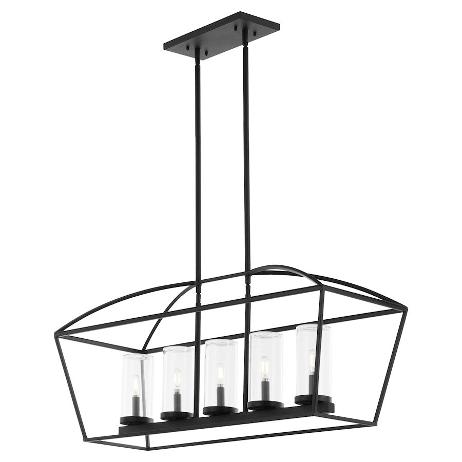 5 Light Wet Linear Chandelier, Matte Black