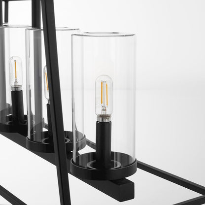 5 Light Wet Linear Chandelier, Matte Black