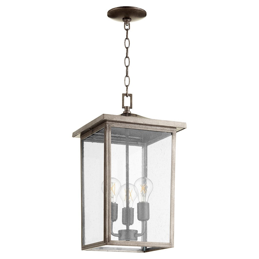 Quorum Riverside 3 Light Pendant, Weathered Zinc