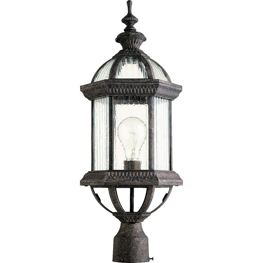 Quorum Stelton 1 Light Post Light, Baltic Granite