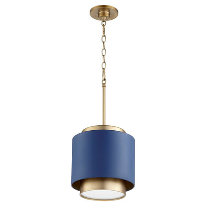 1 Light Pendant, Aged Brass/Blue