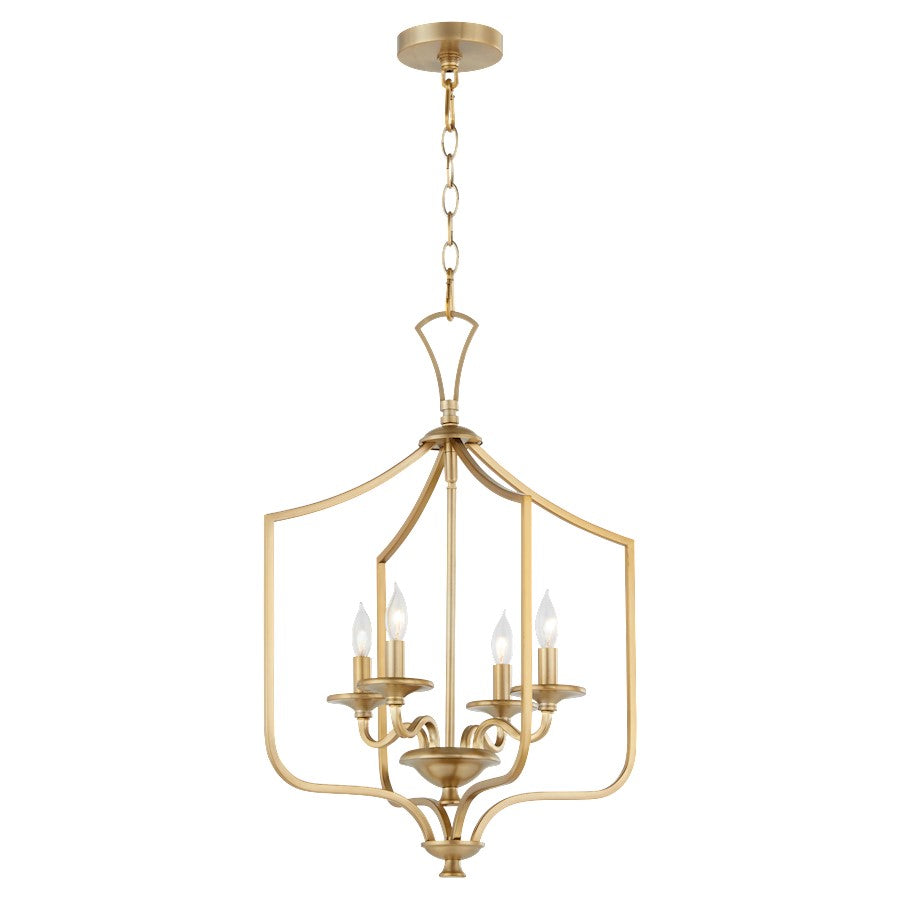 4 Light Entry Light, Aged Brass