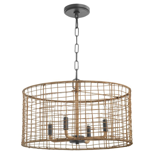 Quorum Abaca 4Lt Pendant, Matte Black - 8023-4-59