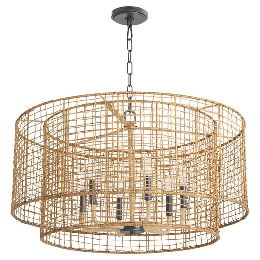 Quorum Abaca 6Lt Pendant, Matte Black - 8023-6-59