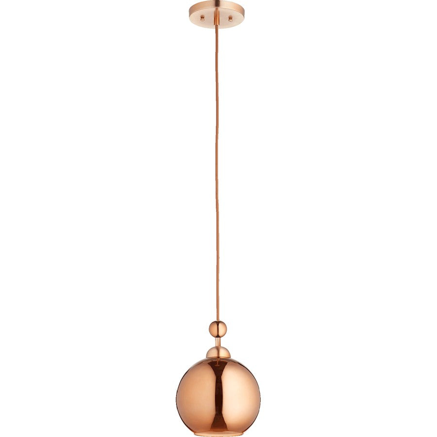 Quorum 1 Light Pendant, Satin Copper W/ Copper