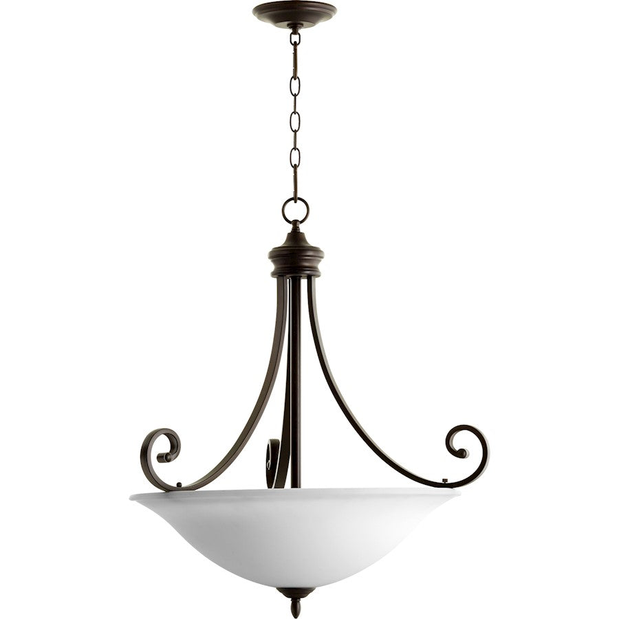 Quorum Bryant 4 Light 27.5' Pendant, Oiled Bronze/Satin Opal