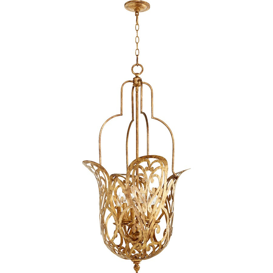 Quorum Lemonde 6 Light Pendant in Vintage Gold Leaf