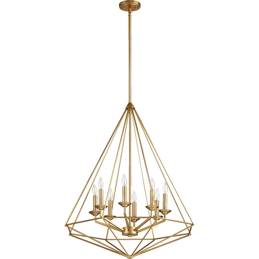 Quorum Bennett 8 Light 28.5' Pendant, Aged Brass