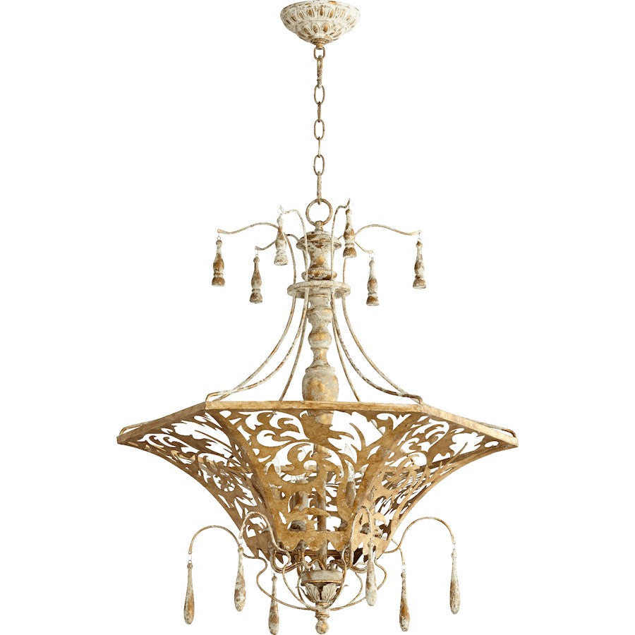 Quorum Leduc 6 Light 27' Pendant, Florentine Gold